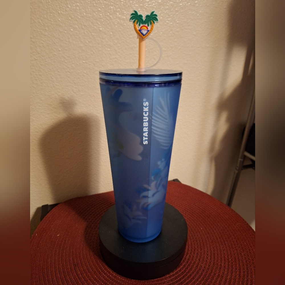 Starbucks 2023 Soft Touch, Blue Floral w/ Metallic Background,24 oz,710 mL,Venti